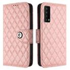 For TCL Stylus 5G Rhombic Texture Flip Leather Phone Case with Lanyard(Coral Pink) - 2