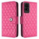 For TCL 50 LE 5G Rhombic Texture Flip Leather Phone Case with Lanyard(Rose Red) - 2