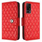 For TCL 40 XL / 40 T T608DL Rhombic Texture Flip Leather Phone Case with Lanyard(Red) - 2