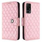 For TCL 40 XL / 40 T T608DL Rhombic Texture Flip Leather Phone Case with Lanyard(Pink) - 2