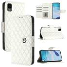 For TCL 30Z T602DL Rhombic Texture Flip Leather Phone Case with Lanyard(White) - 1