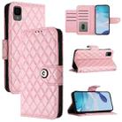 For TCL 30Z T602DL Rhombic Texture Flip Leather Phone Case with Lanyard(Pink) - 1