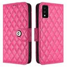 For TCL 30T T603DL Rhombic Texture Flip Leather Phone Case with Lanyard(Rose Red) - 2