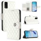 For TCL 30T T603DL Rhombic Texture Flip Leather Phone Case with Lanyard(White) - 1