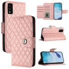 For TCL 30T T603DL Rhombic Texture Flip Leather Phone Case with Lanyard(Coral Pink) - 1