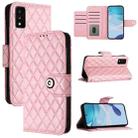 For TCL 30T T603DL Rhombic Texture Flip Leather Phone Case with Lanyard(Pink) - 1