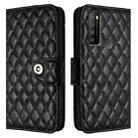 For TCL 30 XL T701DL Rhombic Texture Flip Leather Phone Case with Lanyard(Black) - 2