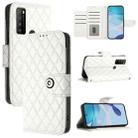 For TCL 30 XL T701DL Rhombic Texture Flip Leather Phone Case with Lanyard(White) - 1