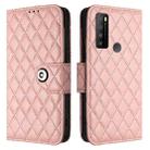 For TCL 30 XL T701DL Rhombic Texture Flip Leather Phone Case with Lanyard(Coral Pink) - 2