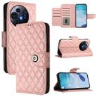 For TCL 50 Pro NxtPaper Rhombic Texture Flip Leather Phone Case with Lanyard(Coral Pink) - 1