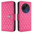 For TCL 60 NxtPaper Rhombic Texture Flip Leather Phone Case with Lanyard(Rose Red) - 2
