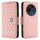 For TCL 60 NxtPaper Rhombic Texture Flip Leather Phone Case with Lanyard(Coral Pink) - 2