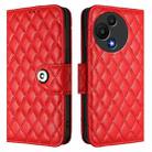 For TCL 60 SE NxtPaper / 605 Rhombic Texture Flip Leather Phone Case with Lanyard(Red) - 2