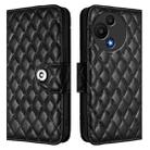 For TCL 60 SE NxtPaper / 605 Rhombic Texture Flip Leather Phone Case with Lanyard(Black) - 2