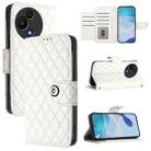 For TCL 60 SE NxtPaper / 605 Rhombic Texture Flip Leather Phone Case with Lanyard(White) - 1