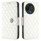 For TCL 60 SE NxtPaper / 605 Rhombic Texture Flip Leather Phone Case with Lanyard(White) - 2
