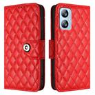 For Blackview A52 Rhombic Texture Flip Leather Phone Case with Lanyard(Red) - 2