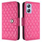 For Blackview A52 Rhombic Texture Flip Leather Phone Case with Lanyard(Rose Red) - 2