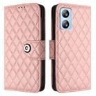 For Blackview A52 Rhombic Texture Flip Leather Phone Case with Lanyard(Coral Pink) - 2