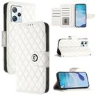 For Blackview A53 Rhombic Texture Flip Leather Phone Case with Lanyard(White) - 1