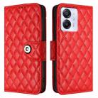 For Blackview Color 8 Rhombic Texture Flip Leather Phone Case with Lanyard(Red) - 2