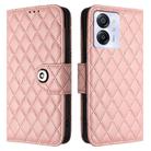 For Blackview Color 8 Rhombic Texture Flip Leather Phone Case with Lanyard(Coral Pink) - 2