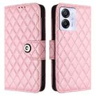For Blackview Color 8 Rhombic Texture Flip Leather Phone Case with Lanyard(Pink) - 2