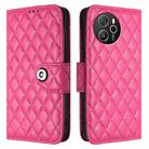 For Blackview Shark 8 Rhombic Texture Flip Leather Phone Case with Lanyard(Rose Red) - 2