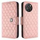 For Blackview Shark 8 Rhombic Texture Flip Leather Phone Case with Lanyard(Coral Pink) - 2