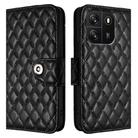 For Blackview Wave 6C Rhombic Texture Flip Leather Phone Case with Lanyard(Black) - 2