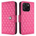 For Blackview Wave 6C Rhombic Texture Flip Leather Phone Case with Lanyard(Rose Red) - 2