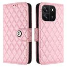 For Blackview Wave 6C Rhombic Texture Flip Leather Phone Case with Lanyard(Pink) - 2