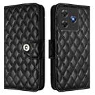 For Blackview Wave 8C Rhombic Texture Flip Leather Phone Case with Lanyard(Black) - 2