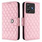 For Blackview Wave 8C Rhombic Texture Flip Leather Phone Case with Lanyard(Pink) - 2