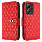 For Blackview Oscal Tiger 13 Rhombic Texture Flip Leather Phone Case with Lanyard(Red) - 2