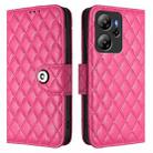 For Blackview Oscal Tiger 13 Rhombic Texture Flip Leather Phone Case with Lanyard(Rose Red) - 2