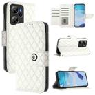For Blackview Oscal Tiger 13 Rhombic Texture Flip Leather Phone Case with Lanyard(White) - 1