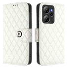 For Blackview Oscal Tiger 13 Rhombic Texture Flip Leather Phone Case with Lanyard(White) - 2