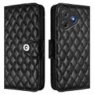 For Blackview Oscal Flat 2 / 2C Rhombic Texture Flip Leather Phone Case with Lanyard(Black) - 2