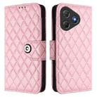 For Blackview Oscal Flat 2 / 2C Rhombic Texture Flip Leather Phone Case with Lanyard(Pink) - 2
