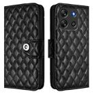 For Blackview Oscal Flat 1C Rhombic Texture Flip Leather Phone Case with Lanyard(Black) - 2