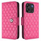 For Blackview Oscal Flat 1C Rhombic Texture Flip Leather Phone Case with Lanyard(Rose Red) - 2