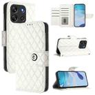 For Blackview Oscal Flat 1C Rhombic Texture Flip Leather Phone Case with Lanyard(White) - 1