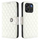 For Blackview Oscal Flat 1C Rhombic Texture Flip Leather Phone Case with Lanyard(White) - 2