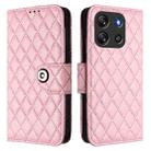 For Blackview Oscal Flat 1C Rhombic Texture Flip Leather Phone Case with Lanyard(Pink) - 2
