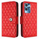 For Oukitel C32 Rhombic Texture Flip Leather Phone Case with Lanyard(Red) - 2