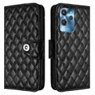 For Oukitel C32 Rhombic Texture Flip Leather Phone Case with Lanyard(Black) - 2