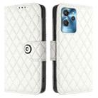 For Oukitel C32 Rhombic Texture Flip Leather Phone Case with Lanyard(White) - 2