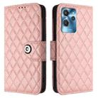 For Oukitel C32 Rhombic Texture Flip Leather Phone Case with Lanyard(Coral Pink) - 2