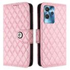 For Oukitel C32 Rhombic Texture Flip Leather Phone Case with Lanyard(Pink) - 2